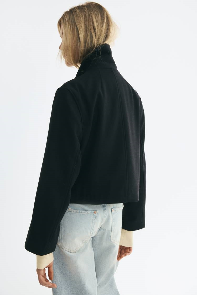 ZA Black Double-Breasted High-Neck Jacket