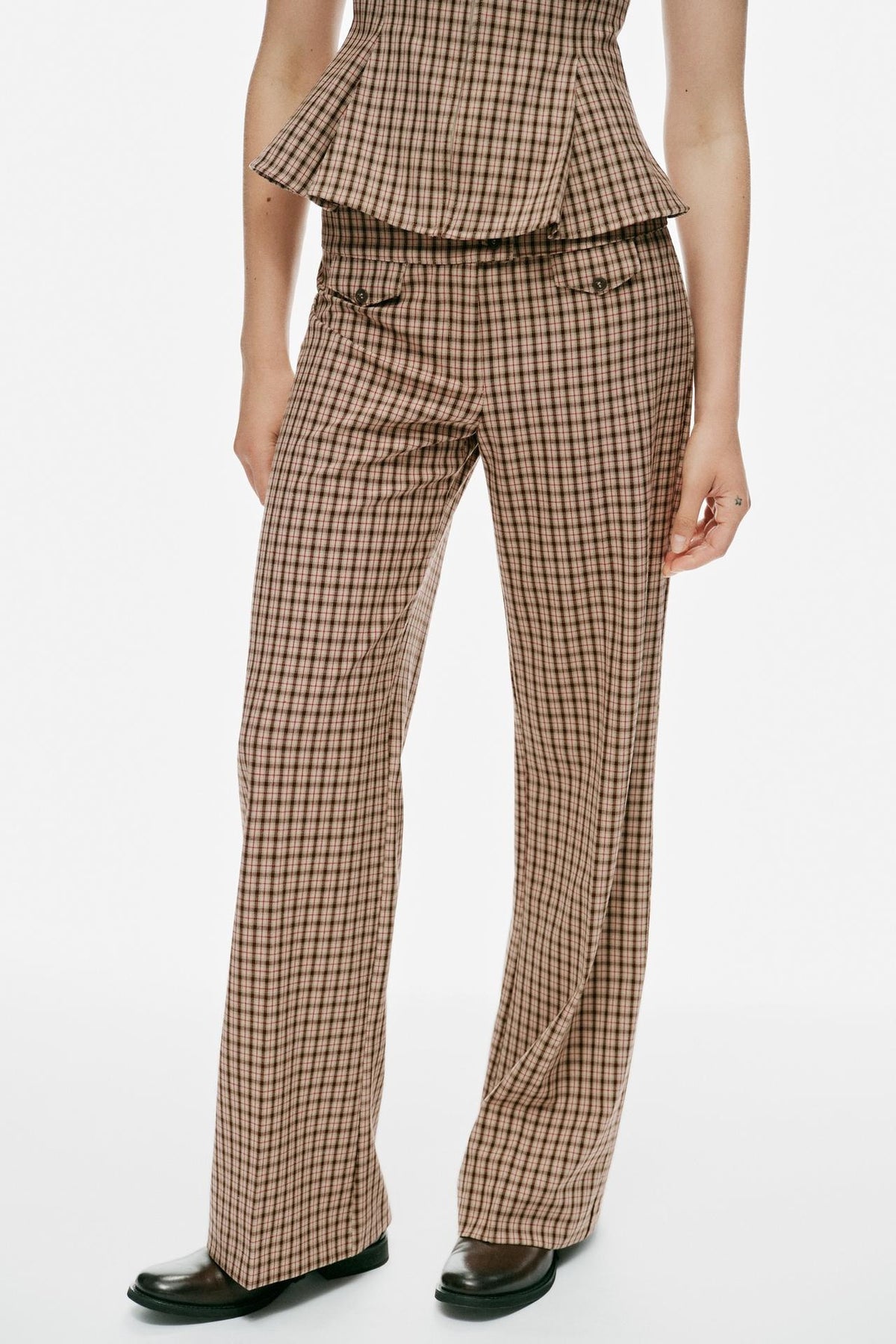 ZA Checked Shirt & Wide-Leg Trouser Set
