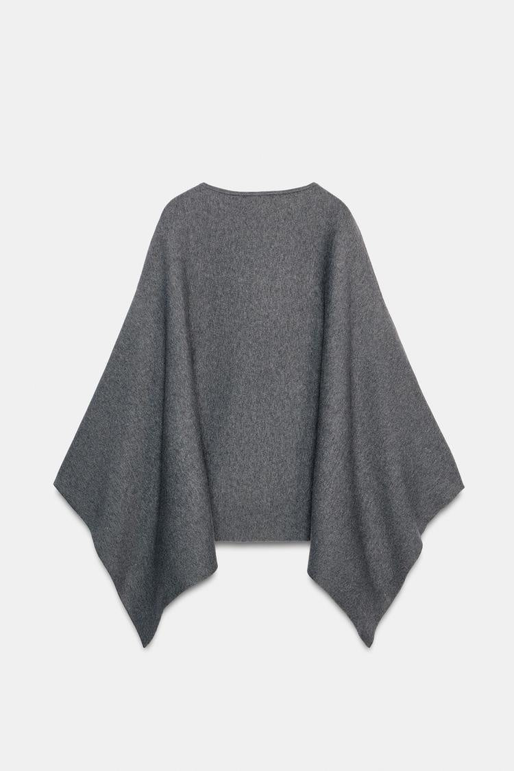 ZA Oversized Asymmetric Knit Poncho Top