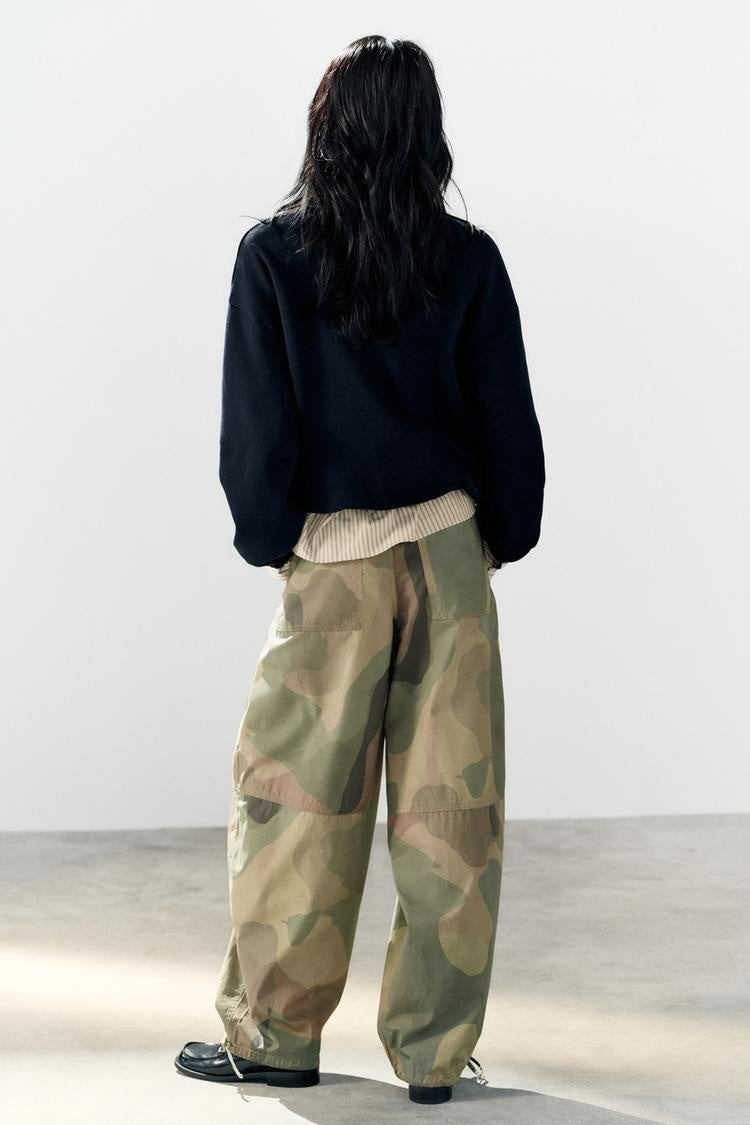 ZA Camouflage Wide-Leg Utility Pants