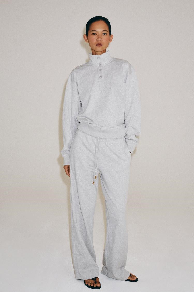 ZA High-Neck Sweatshirt & Wide-Leg Pants Set