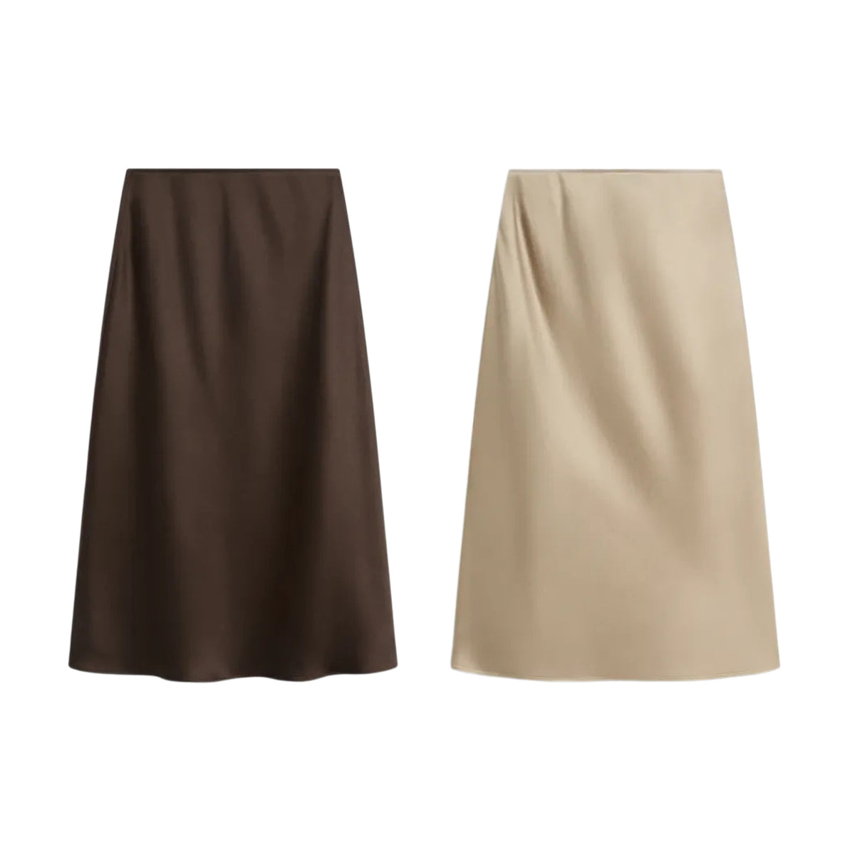 ZA Satin A-Line Midi Skirt