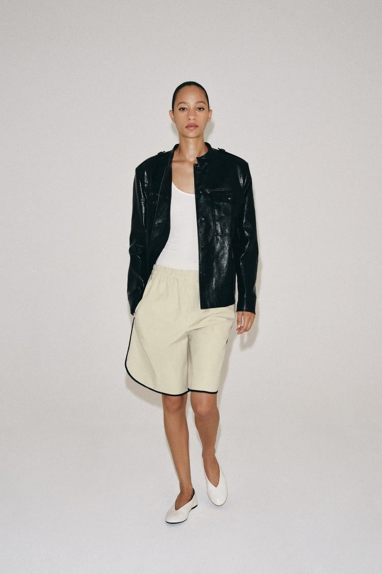ZA Belted Faux Leather Utility Jacket