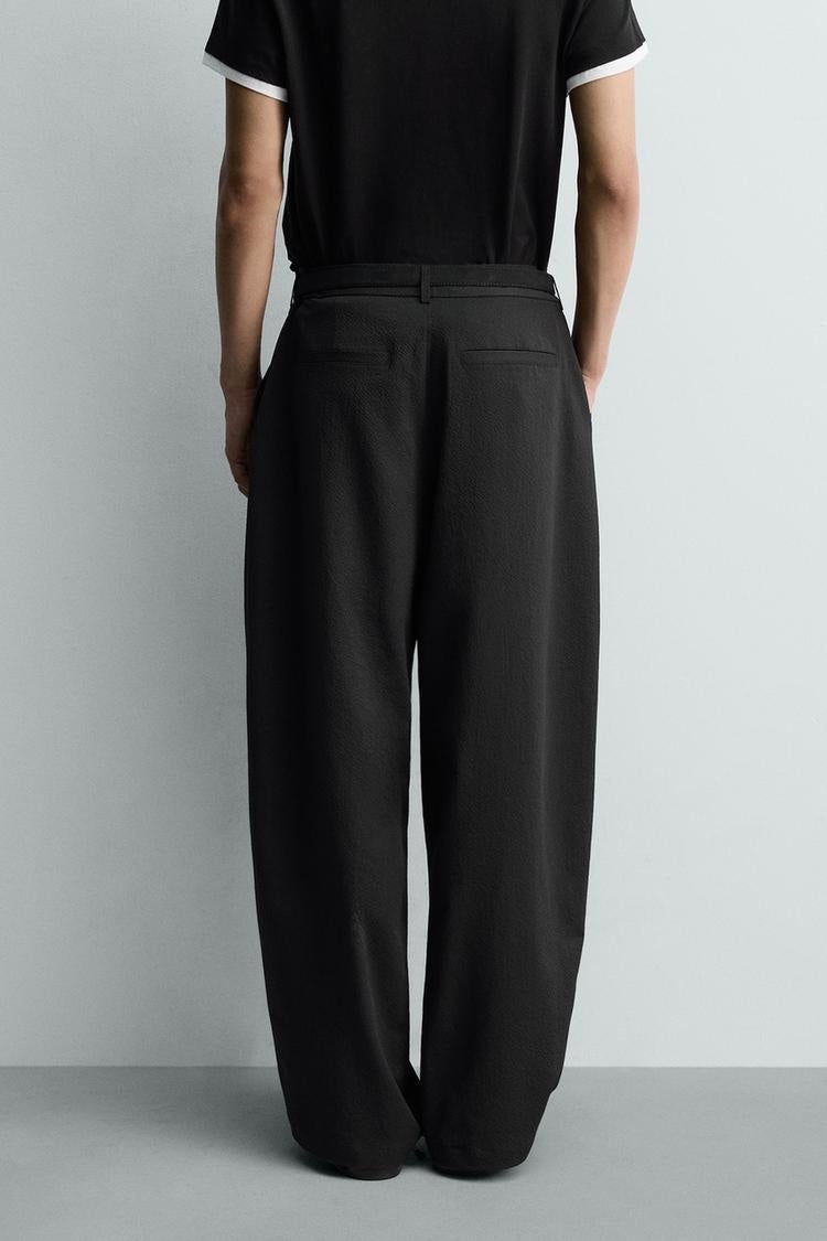 ZA Pleated Wide-Leg Tailored Trousers