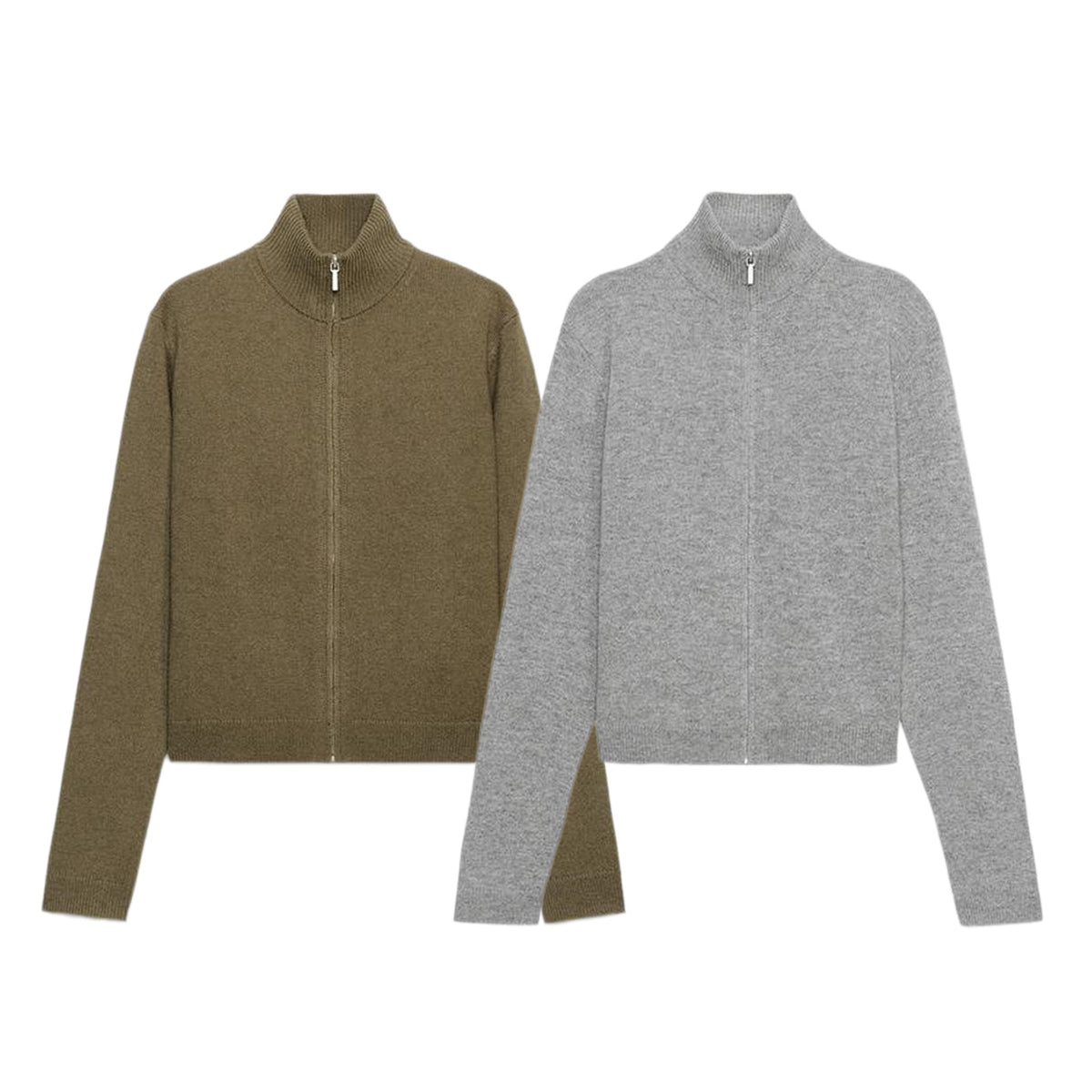 ZA Full-Zip High-Neck Knit Cardigan