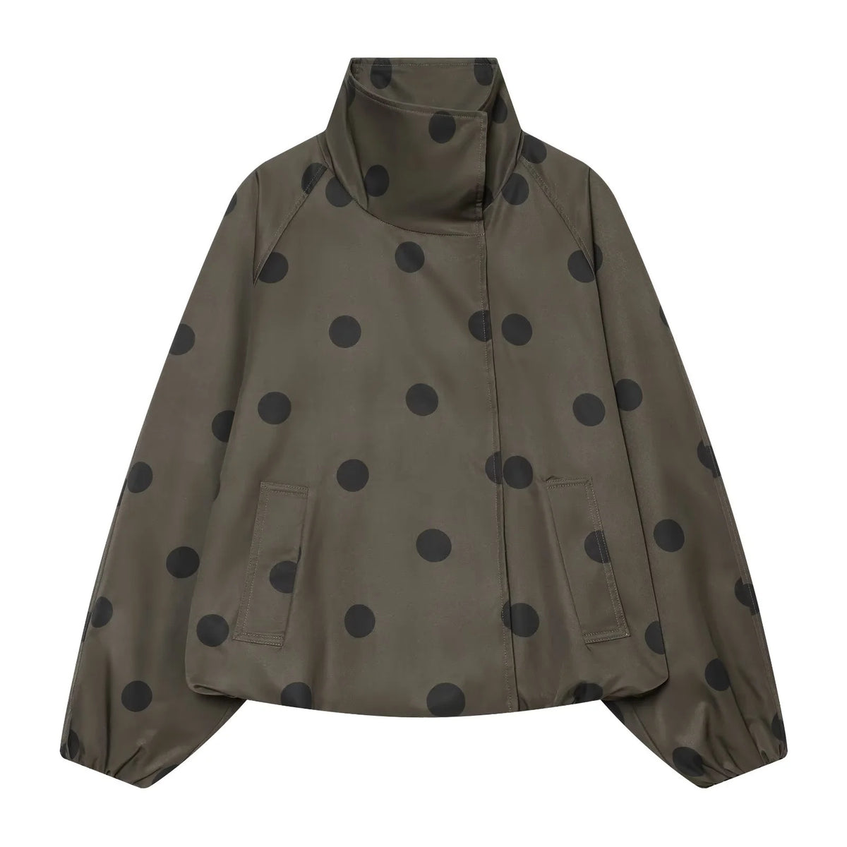 ZA Polka Dot High-Neck Jacket
