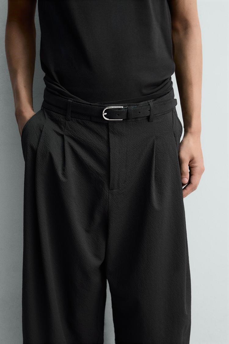 ZA Pleated Wide-Leg Tailored Trousers