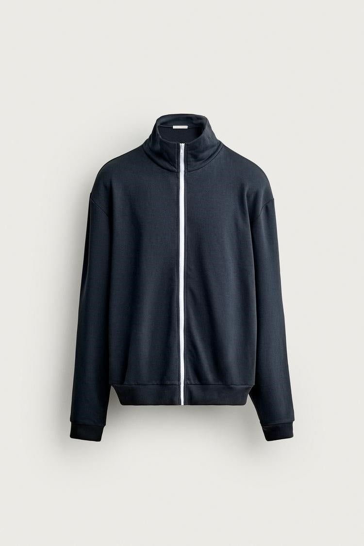 ZA Contrast-Zip Track Jacket