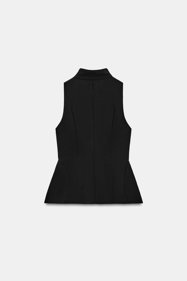 ZA Black Sculpted Zip-Up Vest