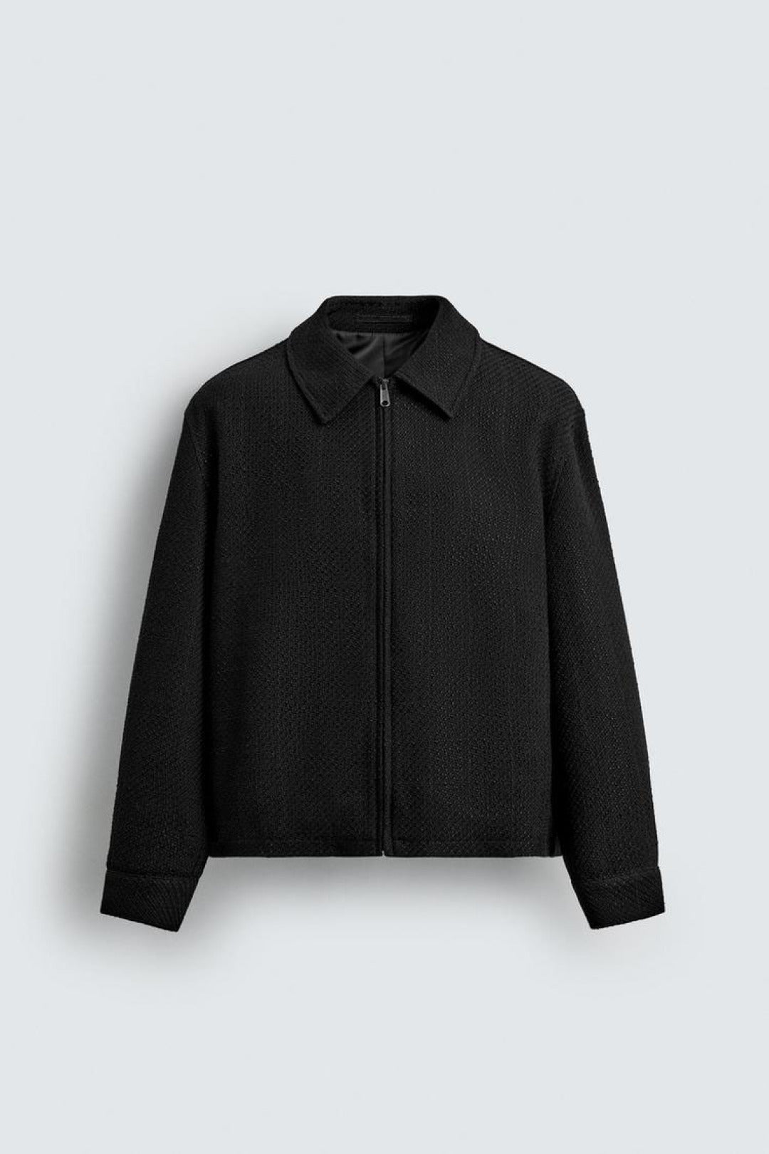 Textured Zip-Up Collar Jacket