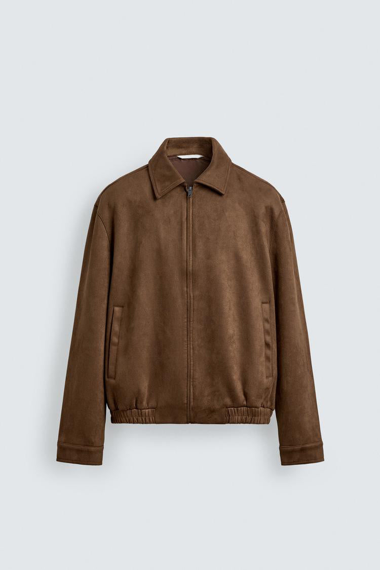 ZA Suede-Effect Zip Jacket