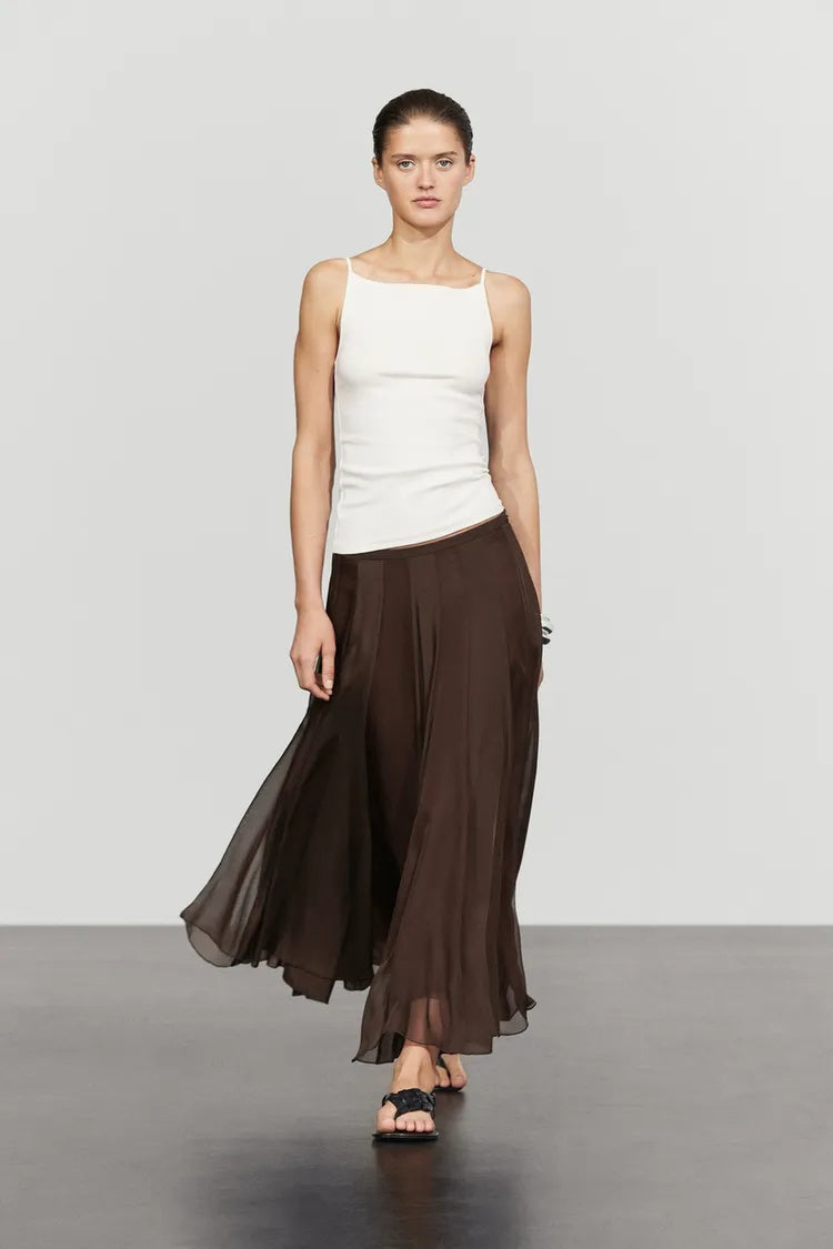 ZA  Satin Flowing Maxi Skirt