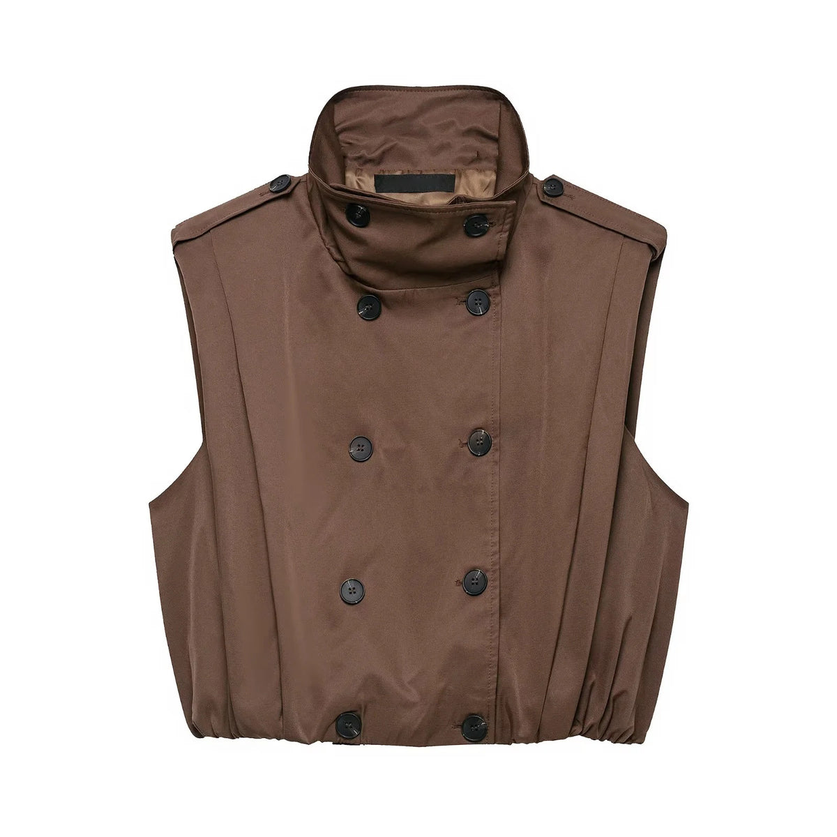 ZA Double-Breasted High-Neck Utility Vest