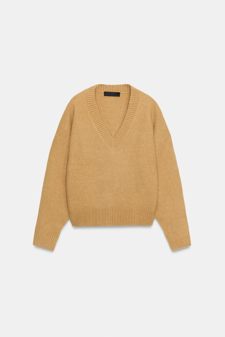 ZA  Relaxed V-Neck Knit Sweater