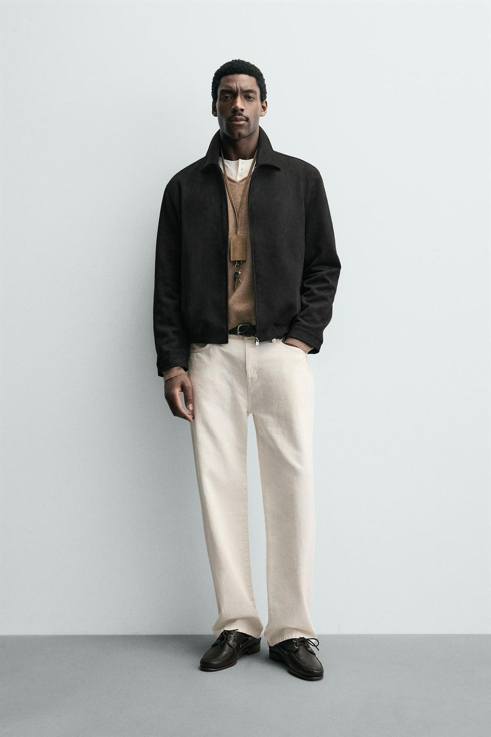 ZA Suede-Effect Zip Jacket