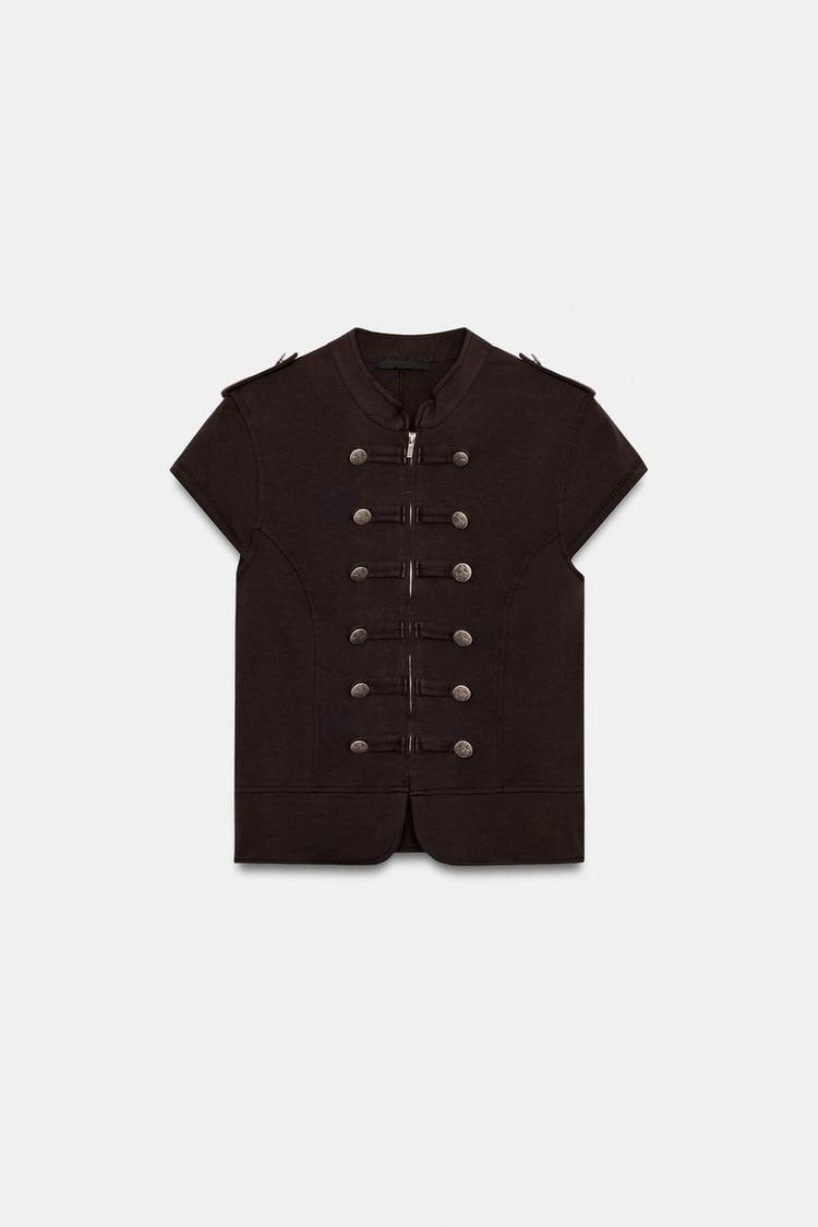 ZA Military Button Short-Sleeve Jacket