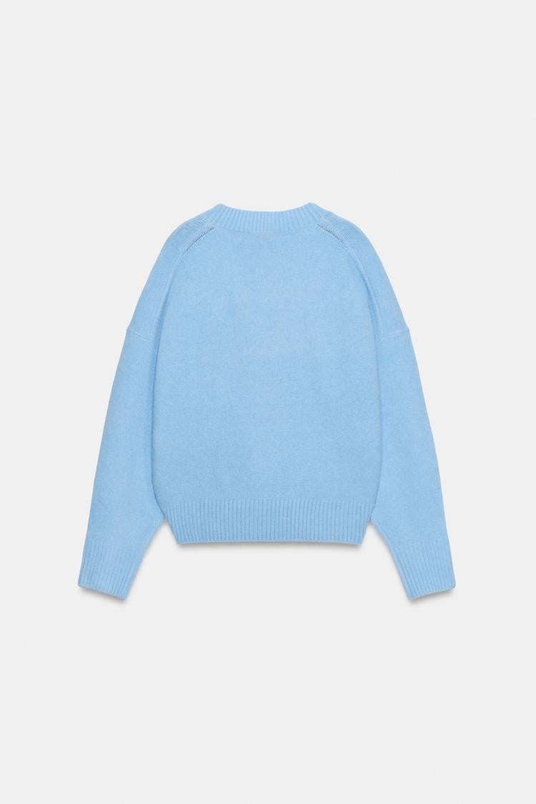 ZA  Relaxed V-Neck Knit Sweater