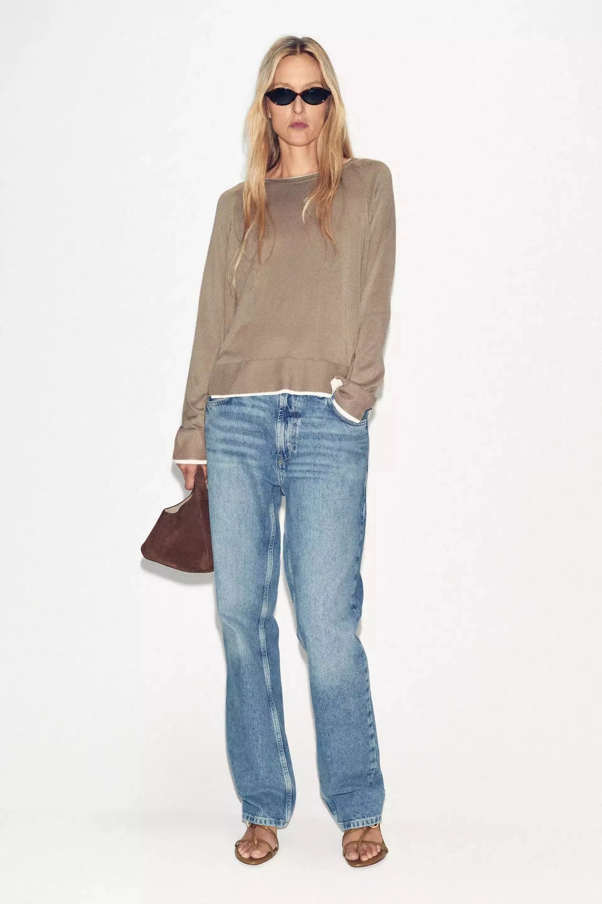ZA Women’s Contrast-Trim Lightweight Knit Top
