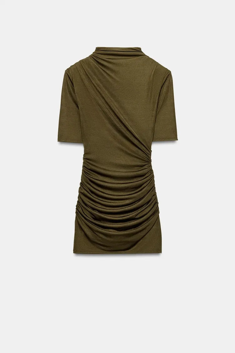 ZA Draped Ruched Mini Dress
