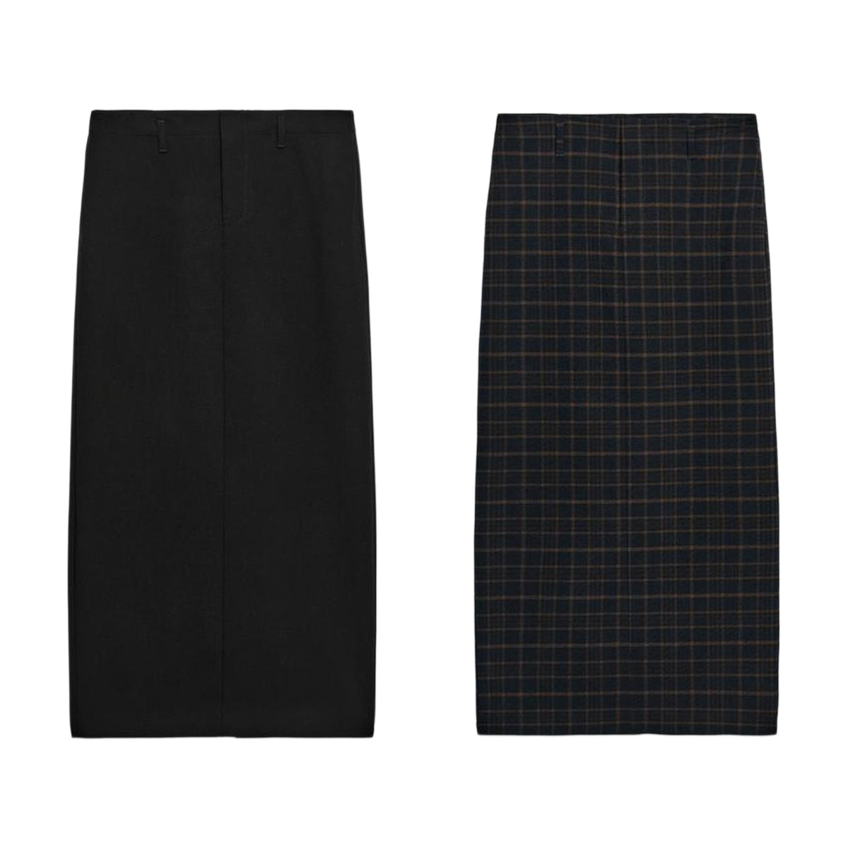 ZA Reversible Check Midi Skirt