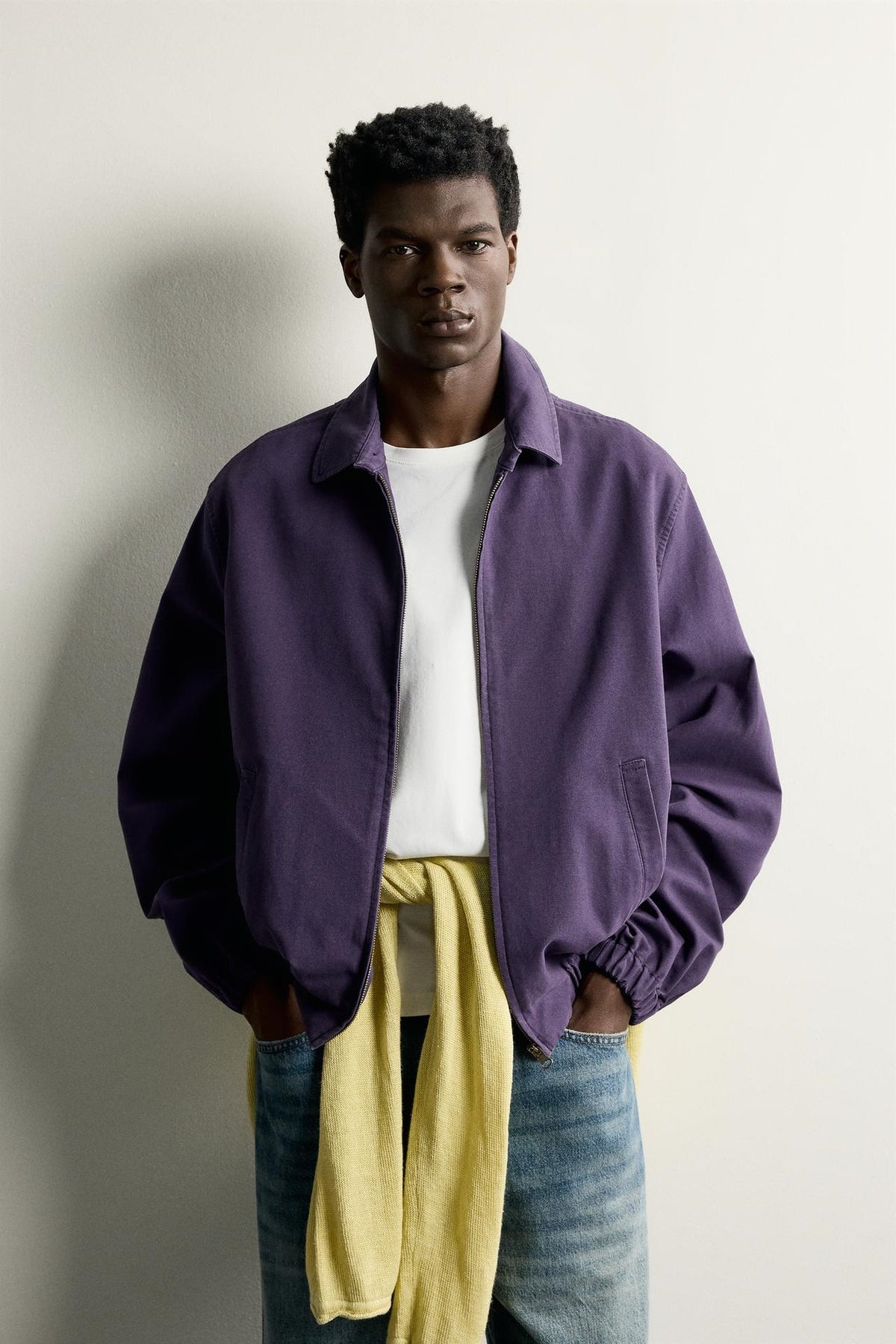 ZA Washed Purple Zip-Up Harrington Jacket