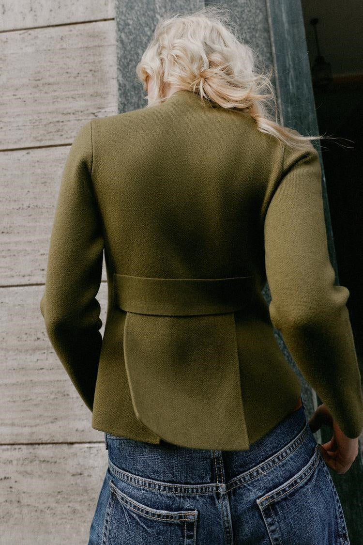 ZA Double-Breasted High-Neck Jacket
