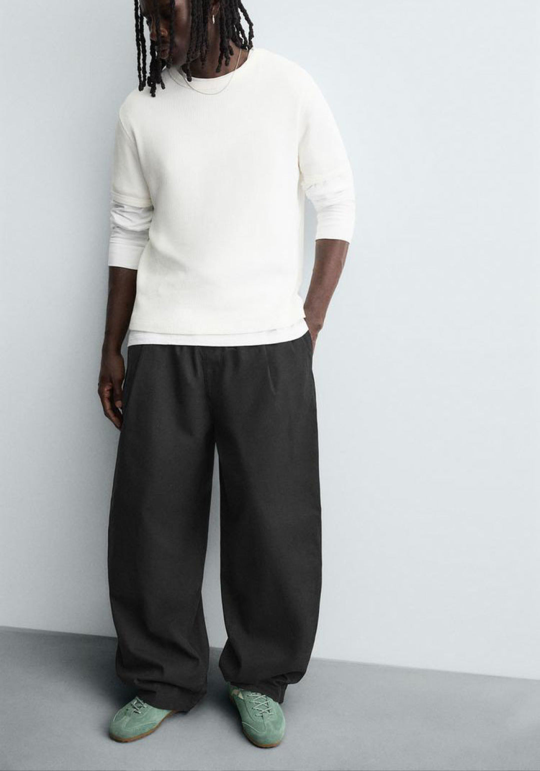 ZA Relaxed Wide-Leg Elastic Waist Pants