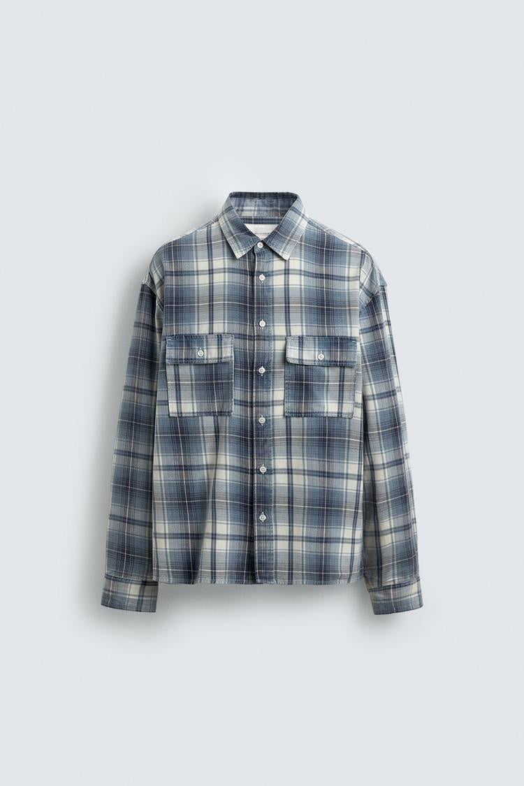 ZA Oversized Plaid Utility Shirt