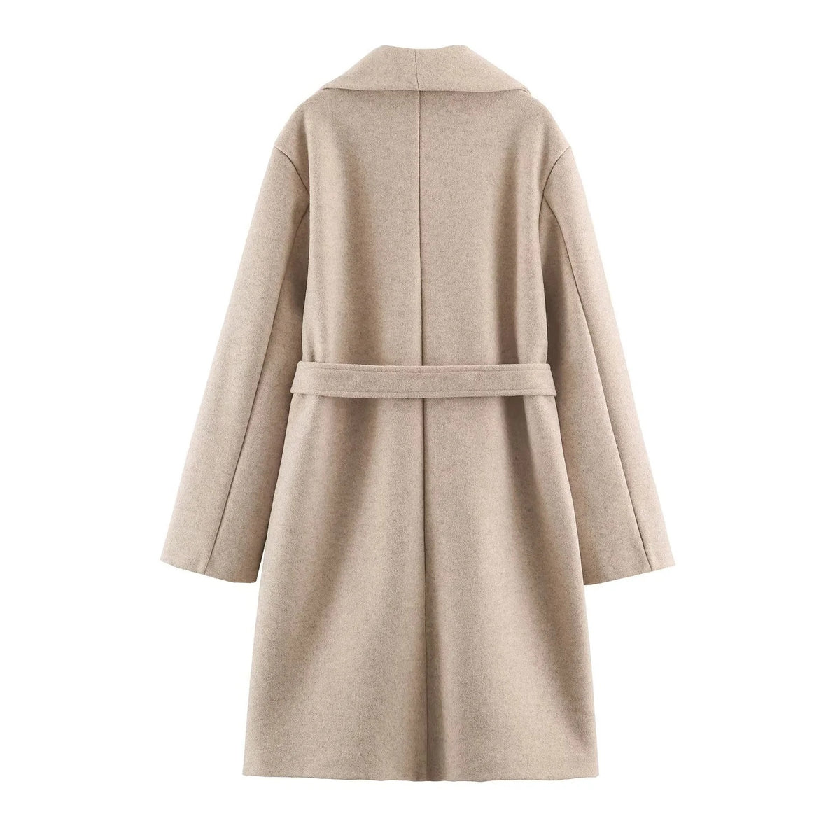 ZA Belted Shawl-Collar Long Coat