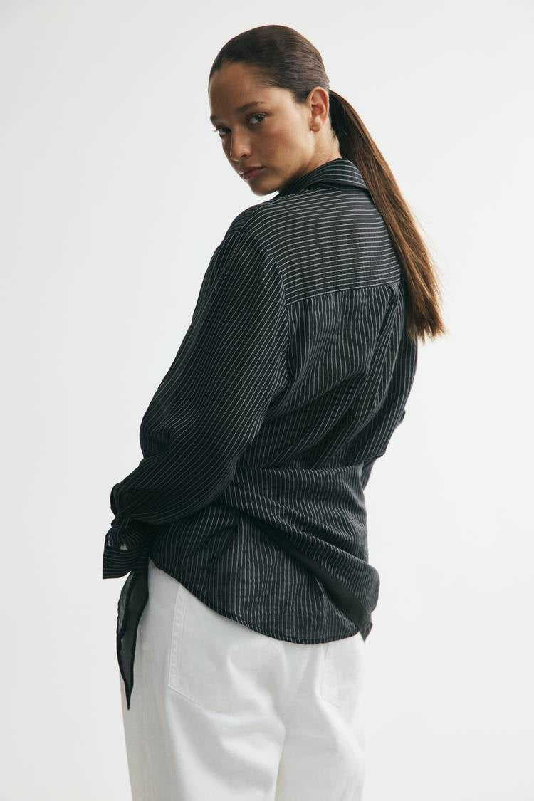 ZA Striped Wrap-Tie Shirt