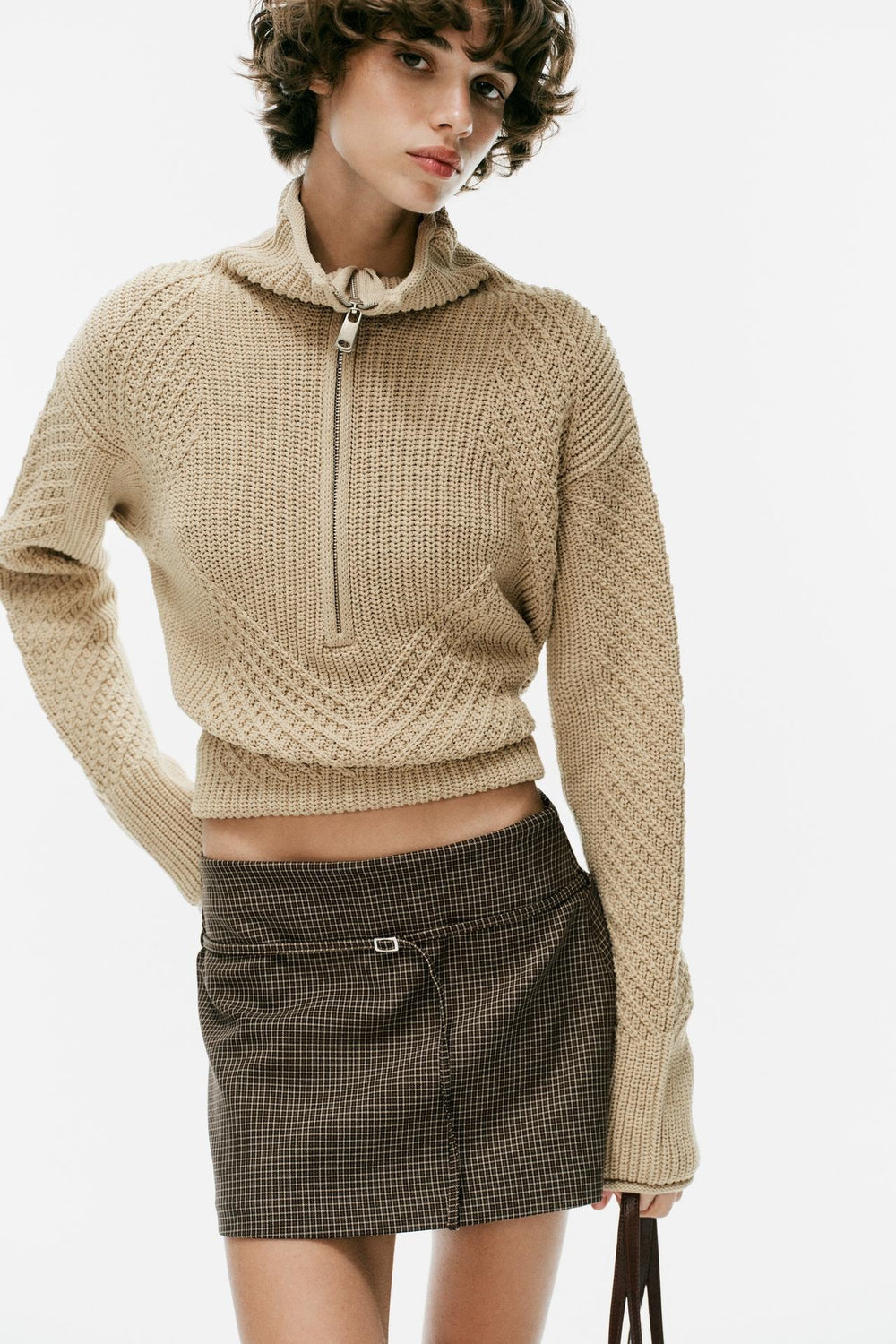 ZA Checked Micro Mini Skirt