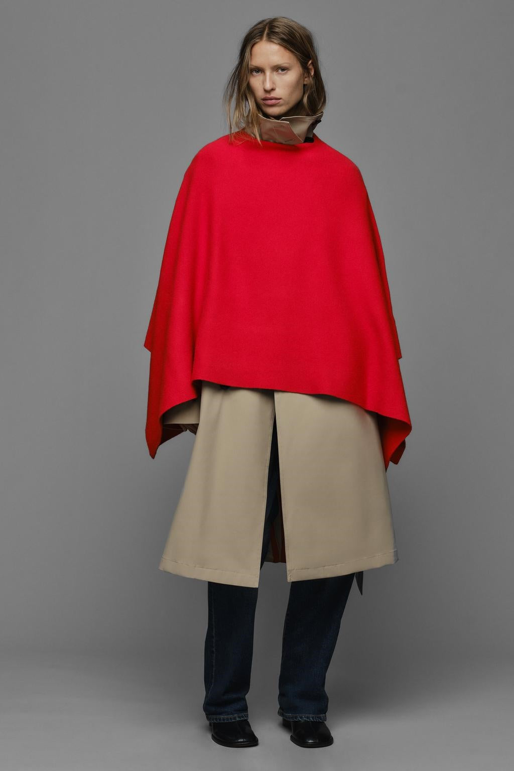 ZA Oversized Asymmetric Knit Poncho Top