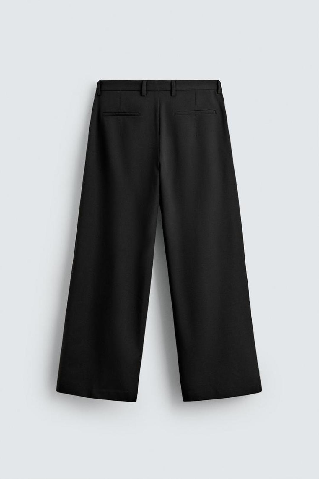 ZA Wide-Leg Pleated Tailored Trousers