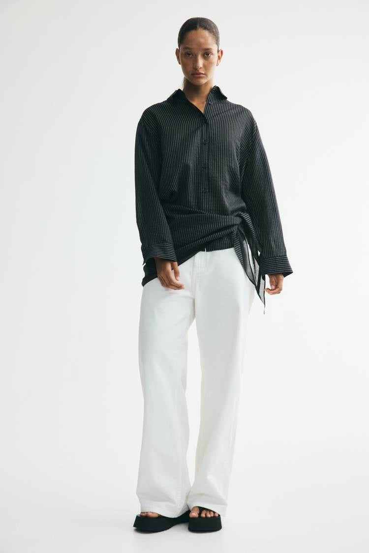 ZA Striped Wrap-Tie Shirt