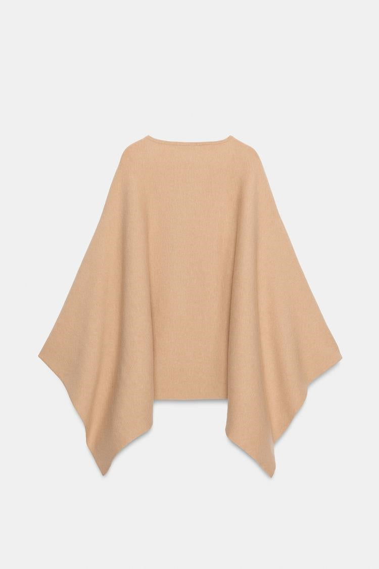 ZA Oversized Asymmetric Knit Poncho Top