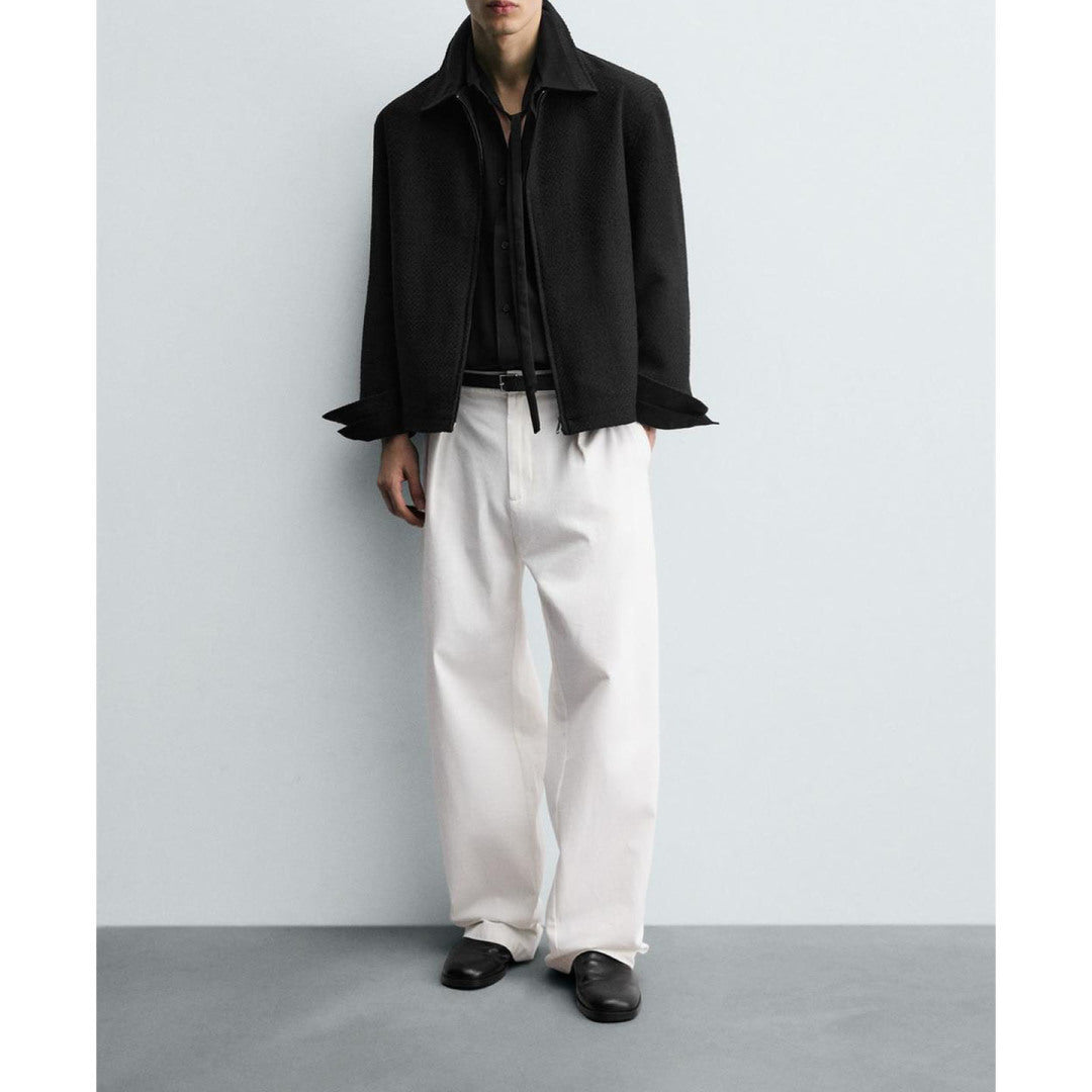 Textured Zip-Up Collar Jacket