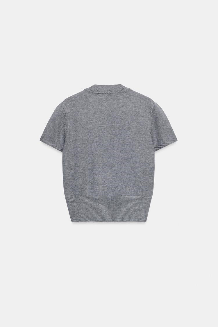 ZA Grey Knit Button-Up Top