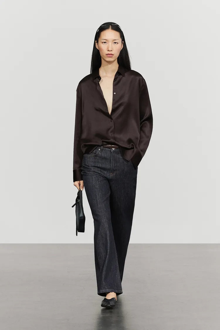MD Classic Satin Button-Up Shirt
