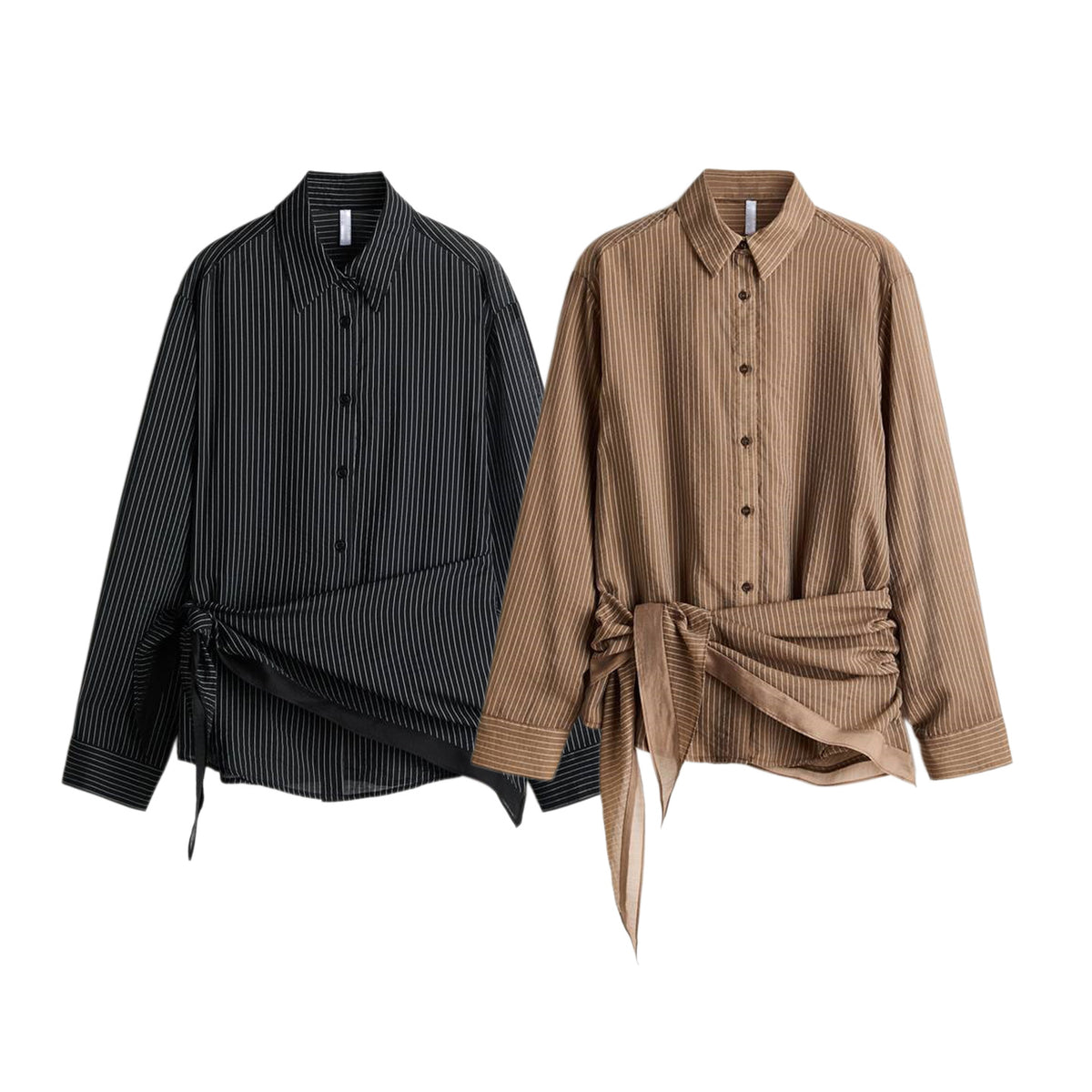 ZA Striped Wrap-Tie Shirt