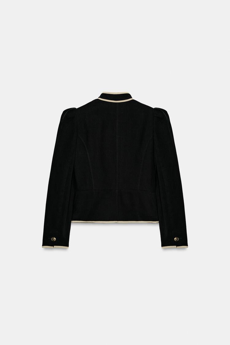 ZA Contrast-Trim Structured Jacket