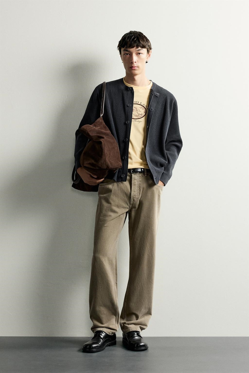ZA Ribbed Button-Front Knit Cardigan