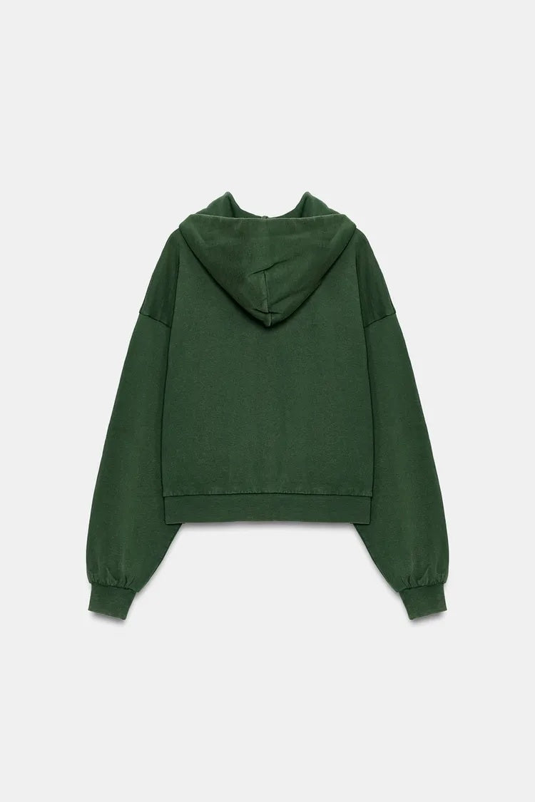 ZA Green Zip-Up Hoodie & Wide-Leg Pants Set
