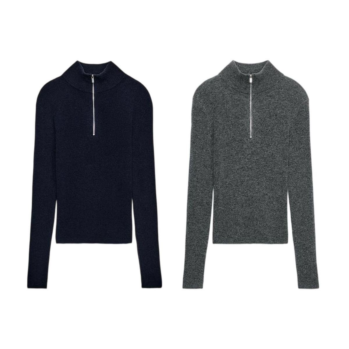 ZA Half-Zip High-Neck Knit Sweater