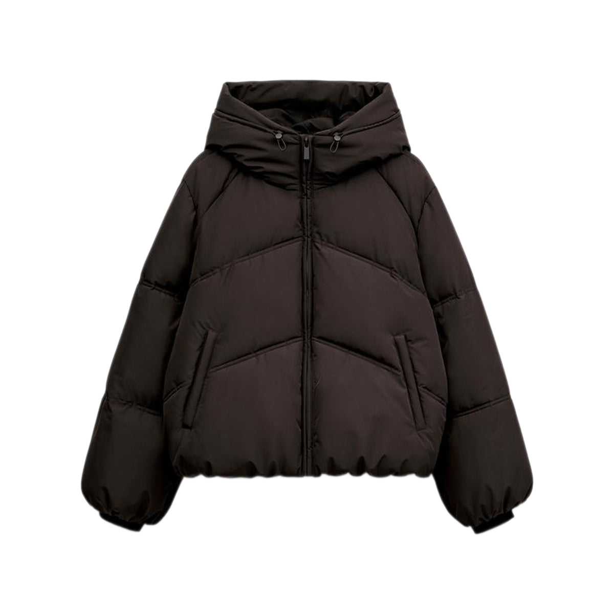 ZA Hooded Chevron Puffer Jacket