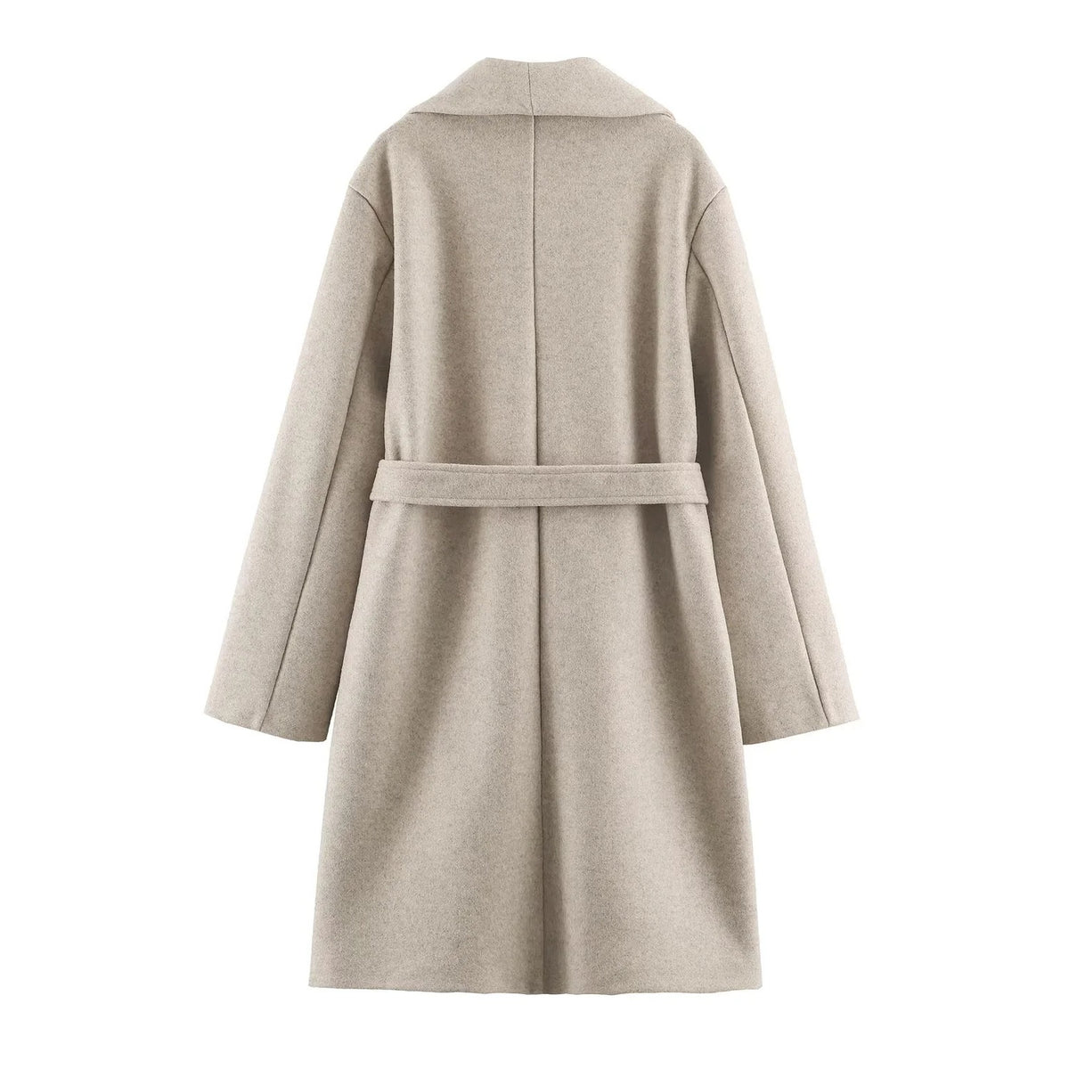 ZA Belted Shawl-Collar Long Coat