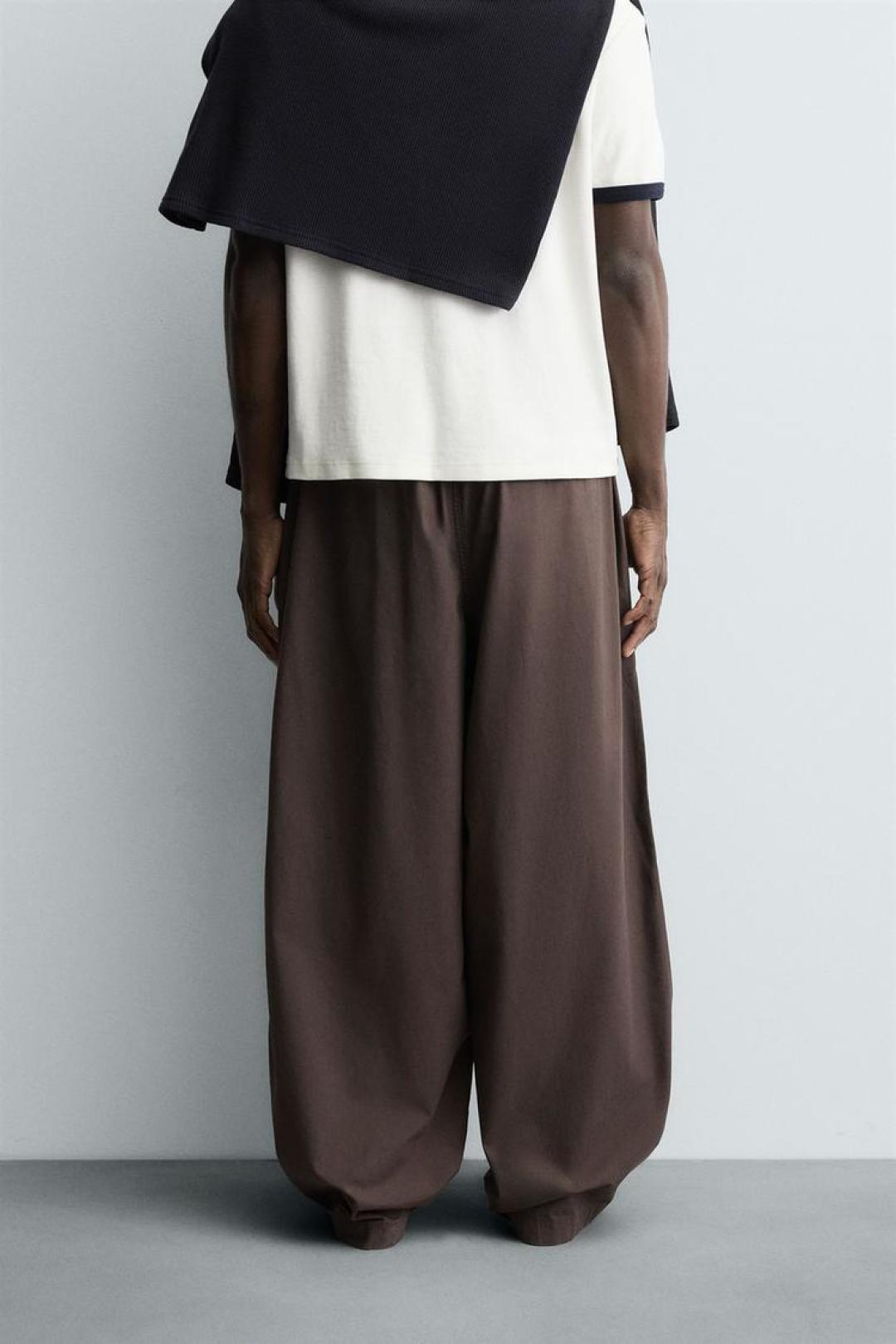 ZA Relaxed Wide-Leg Elastic Waist Pants
