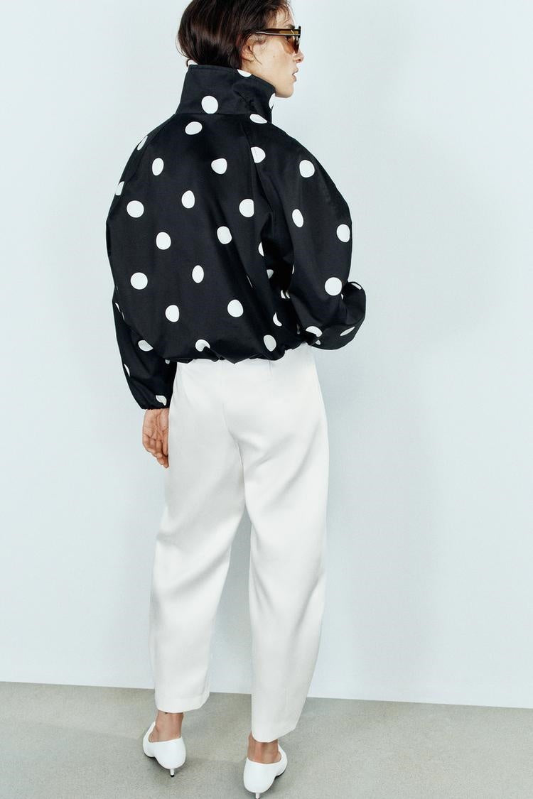 ZA Polka Dot High-Neck Jacket