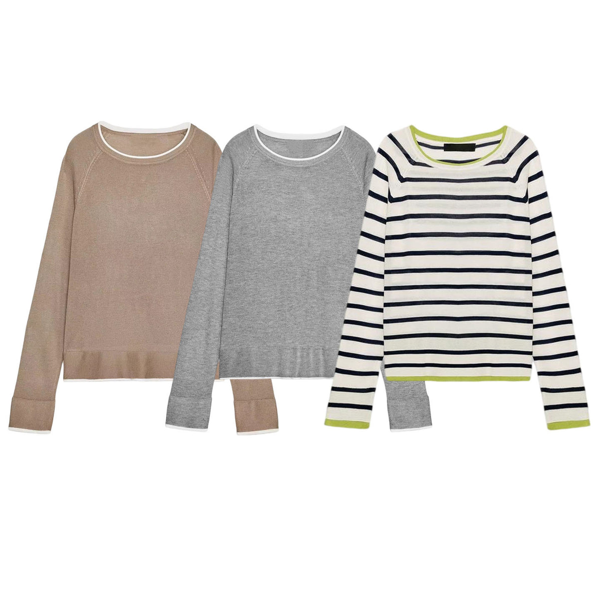 ZA Women’s Contrast-Trim Lightweight Knit Top