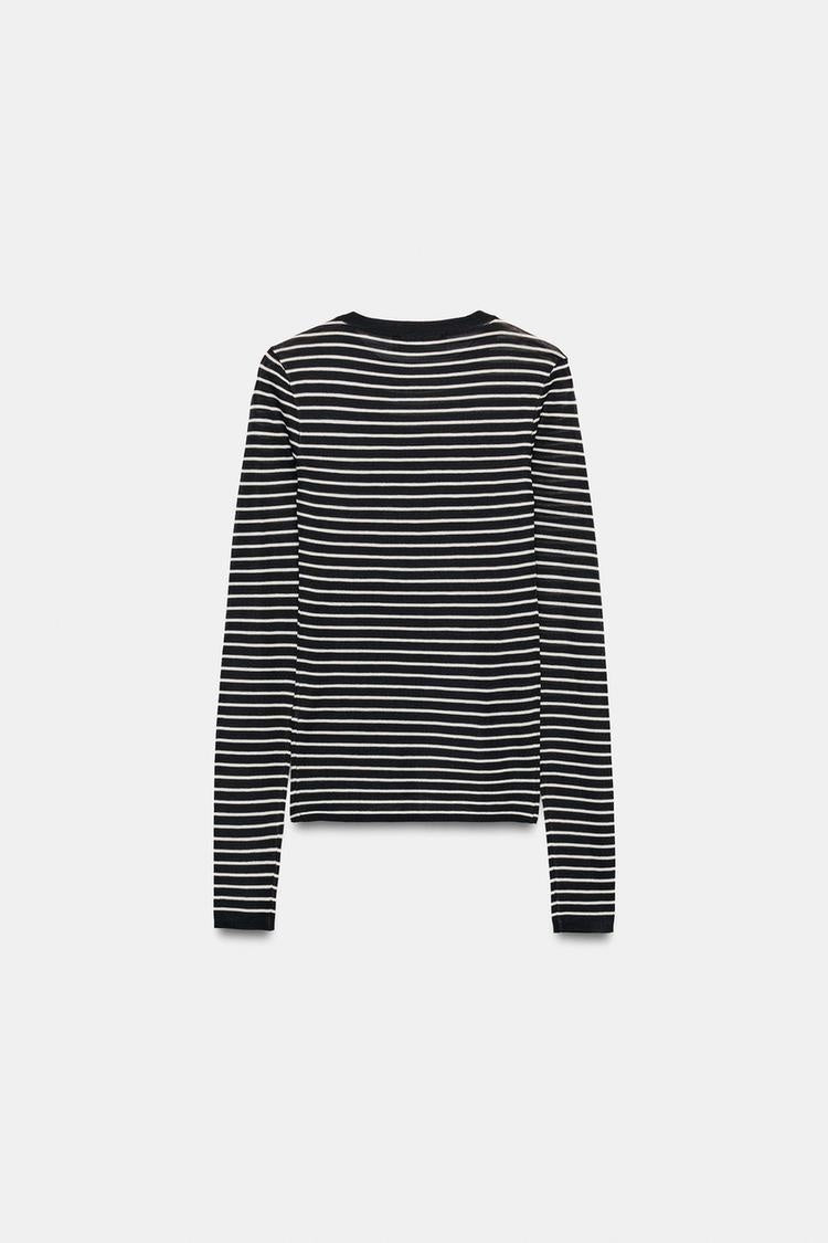 SA Striped Fine-Knit Long Sleeve Top