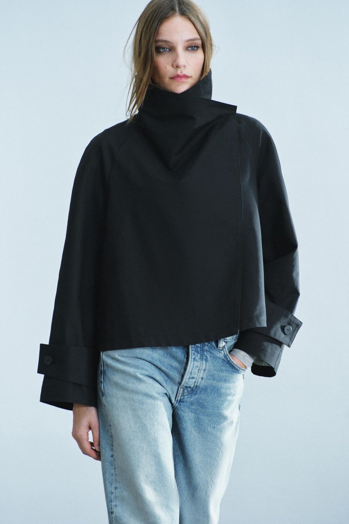 ZA High-Neck Cape Sleeve Jacket